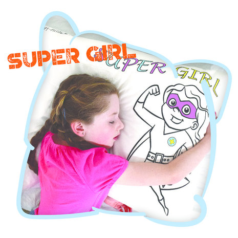 Happy Pillow Super Girl Happy Pillow Pillowcase DIY 69x58cm | per piece