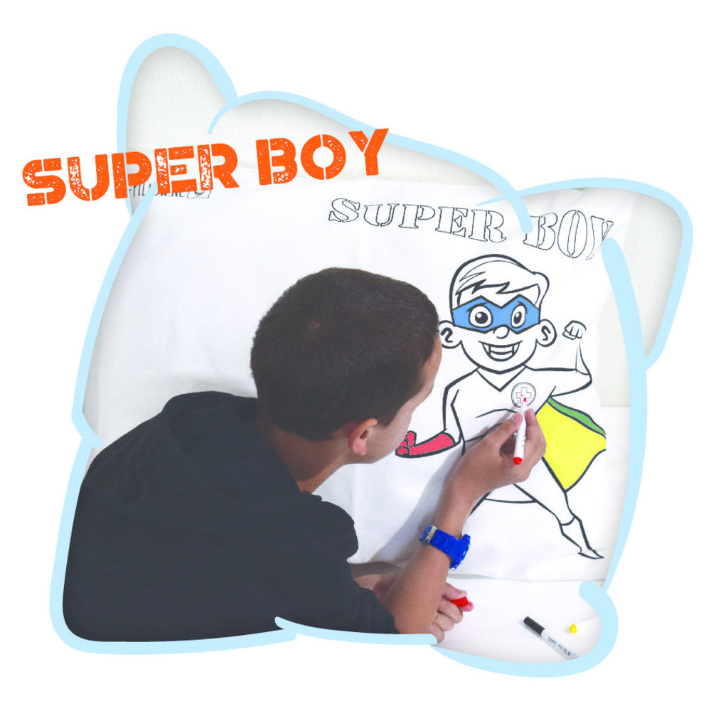 Happy Pillow Super Boy Happy Pillow Pillowcase DIY 69x58cm | per piece