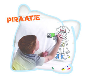 Happy Pillow Happy Pillow Kussensloop DIY Piraatje 69x58cm | per stuk Happy Pillow Happy Pillow Kussensloop DIY Piraatje 69x58cm | per stuk