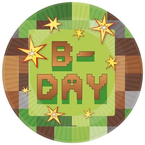 Amscan TNT Minecraft Party Plates 23cm | 8 pieces