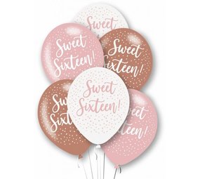 Amscan Ballons Sweet 16 assortis or rose 27 cm | 6 pièces