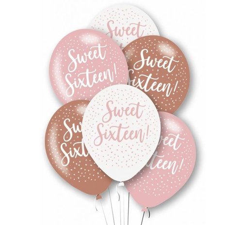 Amscan Sweet 16 Ballonmix Roségold 27 cm | 6 Stück