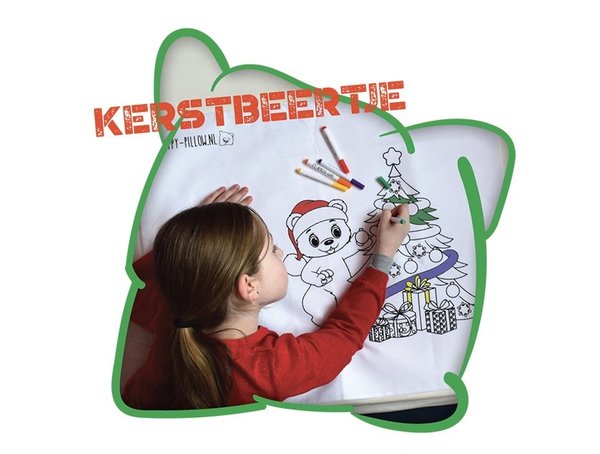 Happy Pillow Happy Pillow Kussensloop DIY Kerstbeertje 69x58cm | per stuk Happy Pillow Happy Pillow Kussensloop DIY Kerstbeertje 69x58cm | per stuk