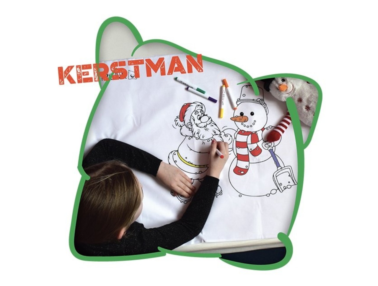 Happy Pillow Happy Pillow Kussensloop DIY Kerstman 69x58cm | per stuk