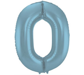 Folat Folienballon Zahl 0, mattes Pastellblau | 86 cm