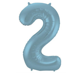 Folat Folienballon Nummer 2, mattes Pastellblau | 86 cm
