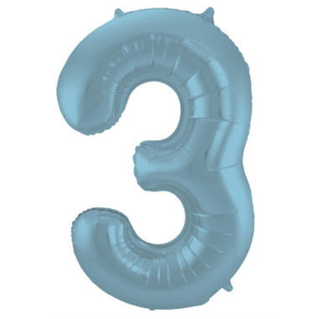 Folat Ballon en aluminium numéro 3 bleu pastel mat | 86 cm