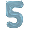 Folat Folie ballon cijfer 5 Mat Pastel Blauw | 86cm Folat Folie ballon cijfer 5 Mat Pastel Blauw | 86cm
