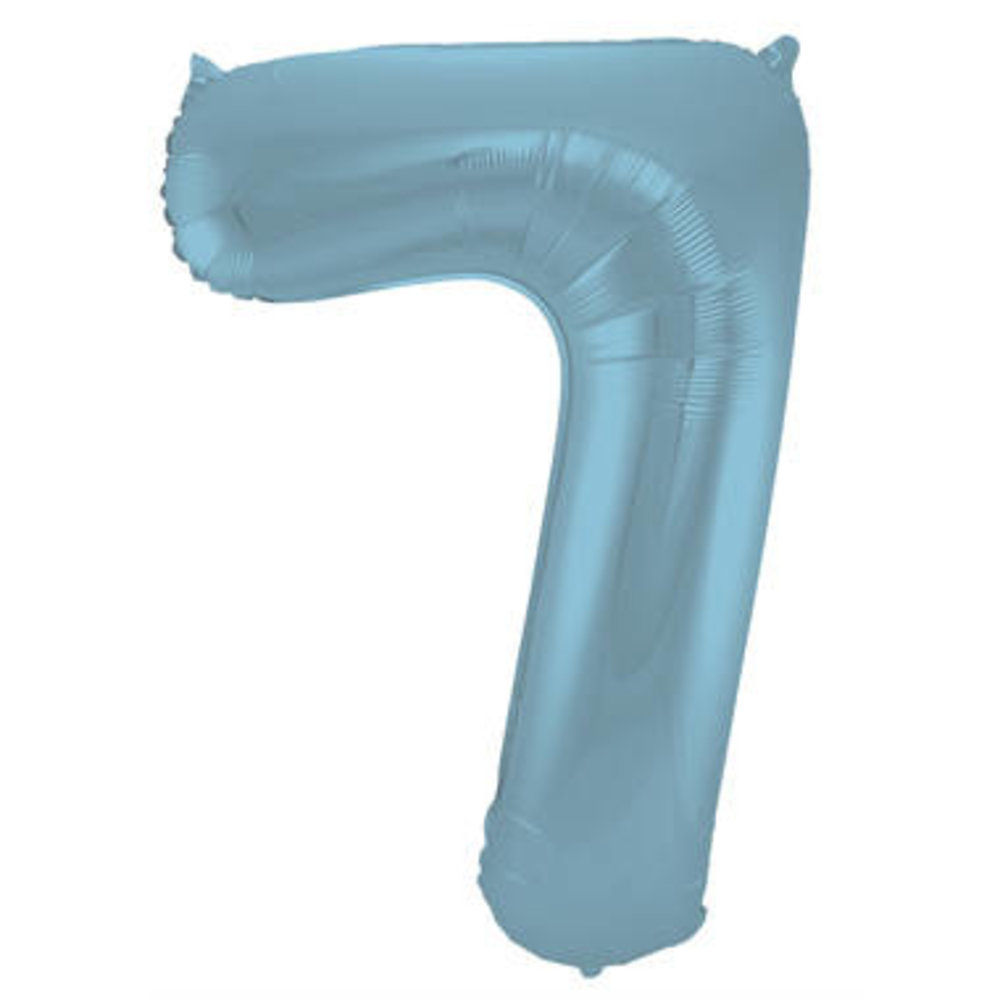 Folat Ballon en aluminium numéro 7 bleu pastel mat | 86 cm