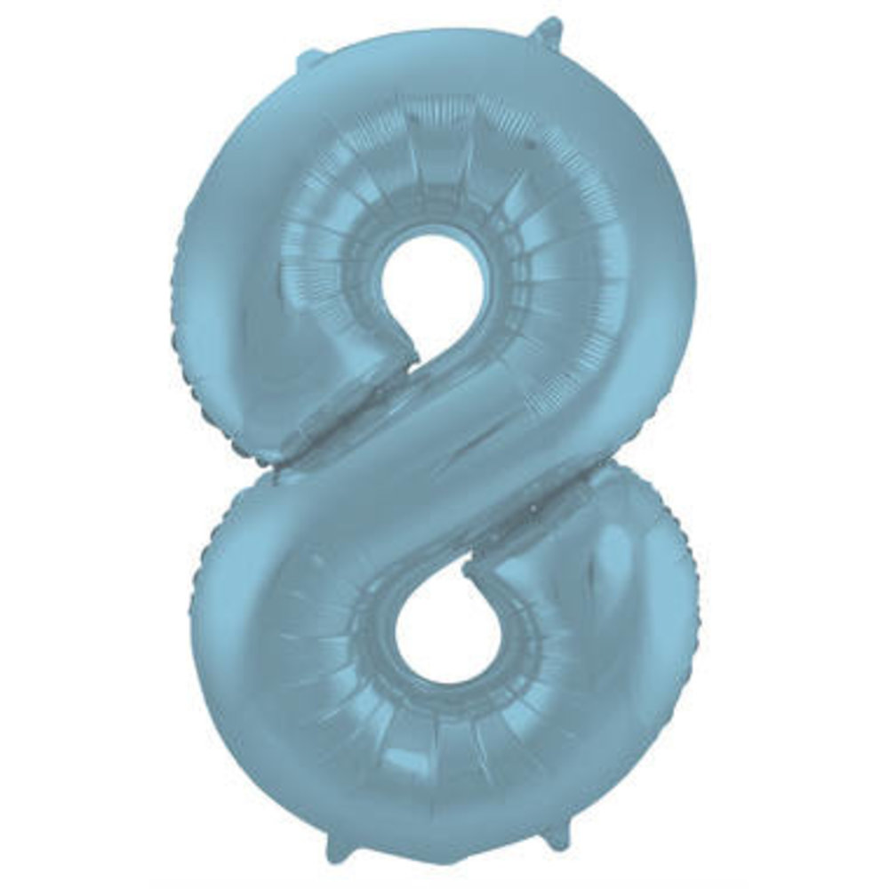 Folat Folienballon Nummer 8, mattes Pastellblau | 86 cm