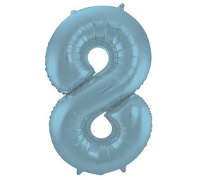 Folat Ballon en aluminium numéro 8 bleu pastel mat | 86 cm