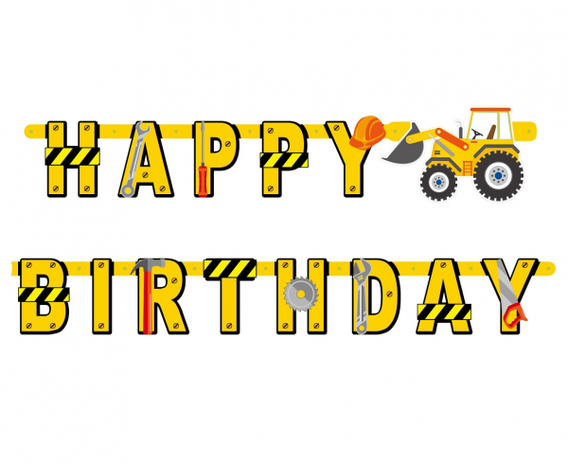 Godan Guirlande de lettres « Joyeux anniversaire » sur le thème des travaux | à l'unité