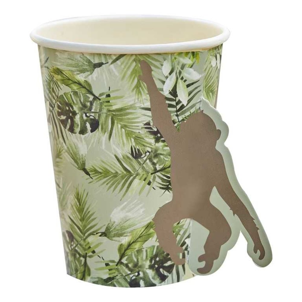 Ginger Ray Becher Lets go Wild Monkey 265ml | pro 8 Stück