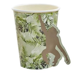Ginger Ray Beker Lets go Wild Aap 265ml | per 8 stuks Ginger Ray Beker Lets go Wild Aap 265ml | per 8 stuks