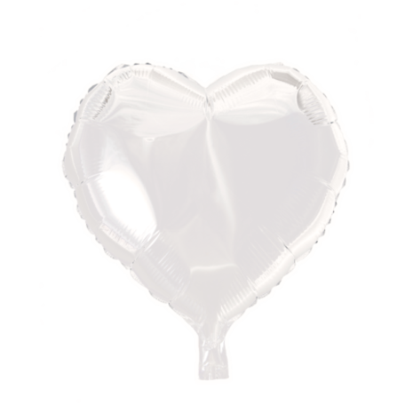 Tuf-Tuf Ballon gonflé à l'hélium en forme de cœur blanc | 45 cm