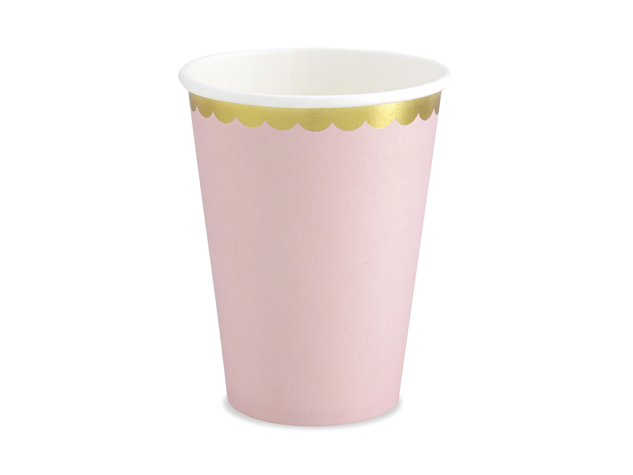 Partydeco Mug rose clair à bord festonné doré | Lot de 6