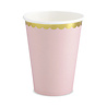 Partydeco Beker licht roze met gouden schulprand | 6 stuks
