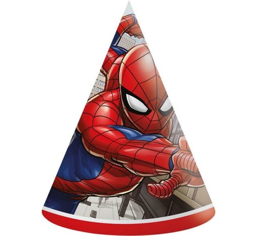Procos Party Spiderman Crime Fighter Feesthoedjes | 6 stuks