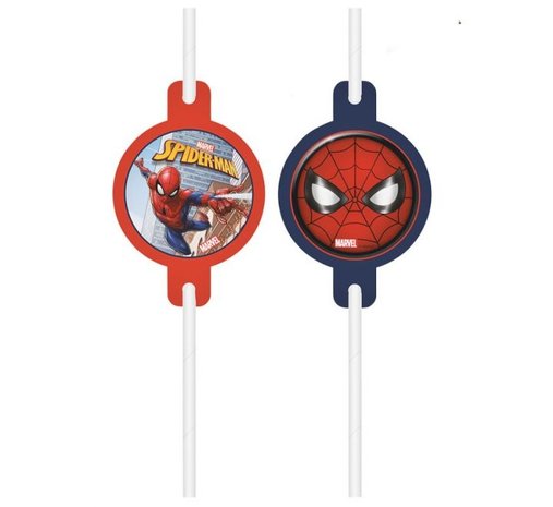 Procos Party Spider-Man Crime Fighter Straws 21cm | 4 pieces