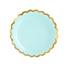 Partydeco Bord mint groen met gouden schulprand 18cm | 6 stuks