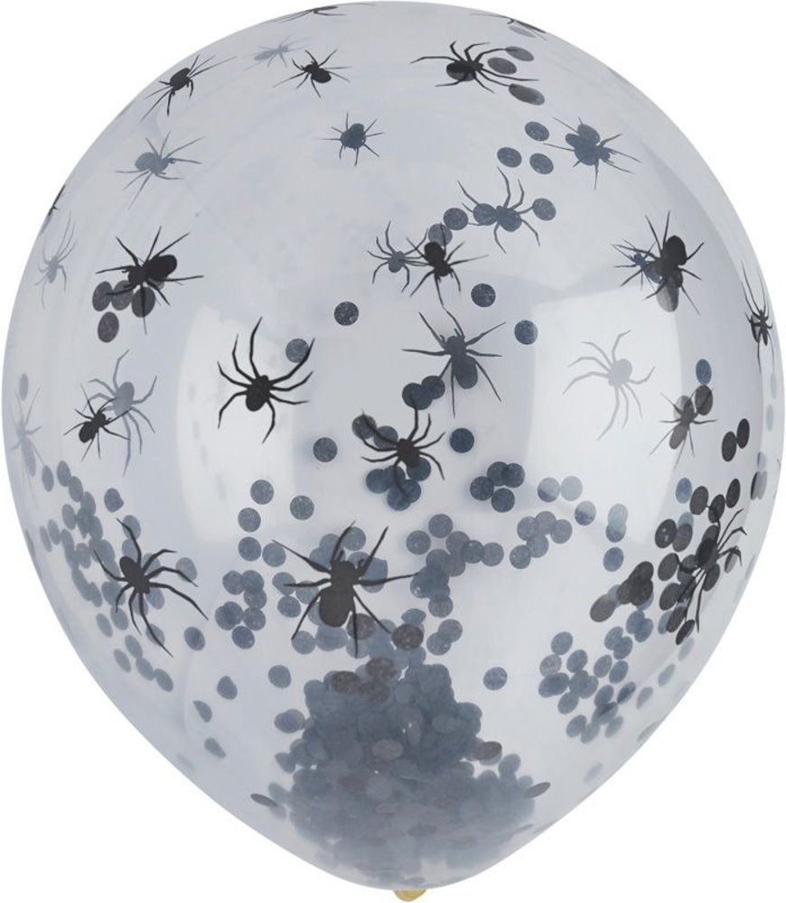 Hootyballoo Ballonnen met spinnen en zwarte confetti 33cm | 5 stuks