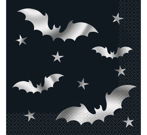 Unique Party Bat napkins black-silver 33x33cm | 20 pieces