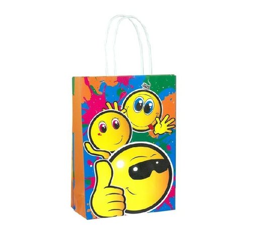 Henbrandt Emoji-Partytüten mit Smiley-Motiv, 14 x 21 x 7 cm | 12 Stück