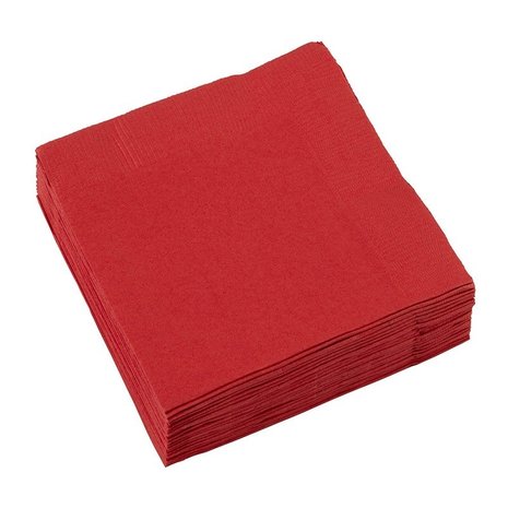 Unique Party Rote Servietten 25x25cm | 20 Stück