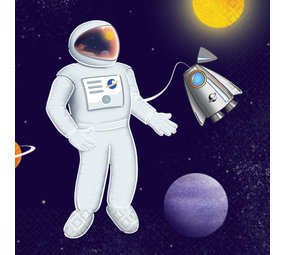 Amscan Space Party Servetten 33x33cm | 16 stuks Amscan Space Party Servetten 33x33cm | 16 stuks
