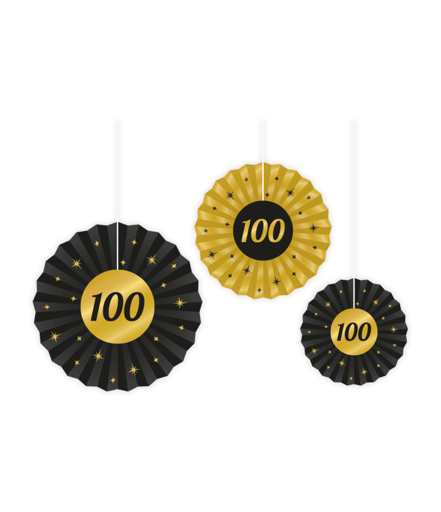 Paper Dreams Papieren Waaiers 100 jaar Classy | 3 stuks Paper Dreams Papieren Waaiers 100 jaar Classy | 3 stuks