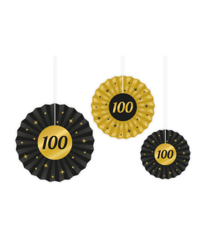 Paper Dreams Papieren Waaiers 100 jaar Classy | 3 stuks Paper Dreams Papieren Waaiers 100 jaar Classy | 3 stuks