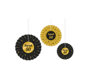 Paper Dreams Papieren Waaiers Sarah 50 jaar Classy | 3 stuks Paper Dreams Papieren Waaiers Sarah 50 jaar Classy | 3 stuks
