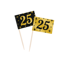 Paper Dreams Cocktail Prikkers 25 jaar Classy 6,5cm | 50 stuks Paper Dreams Cocktail Prikkers 25 jaar Classy 6,5cm | 50 stuks