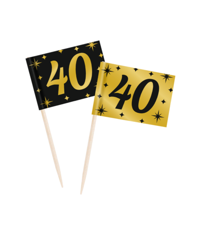 Paper Dreams Cocktail Prikkers 40 jaar Classy 6,5cm | 50 stuks Paper Dreams Cocktail Prikkers 40 jaar Classy 6,5cm | 50 stuks