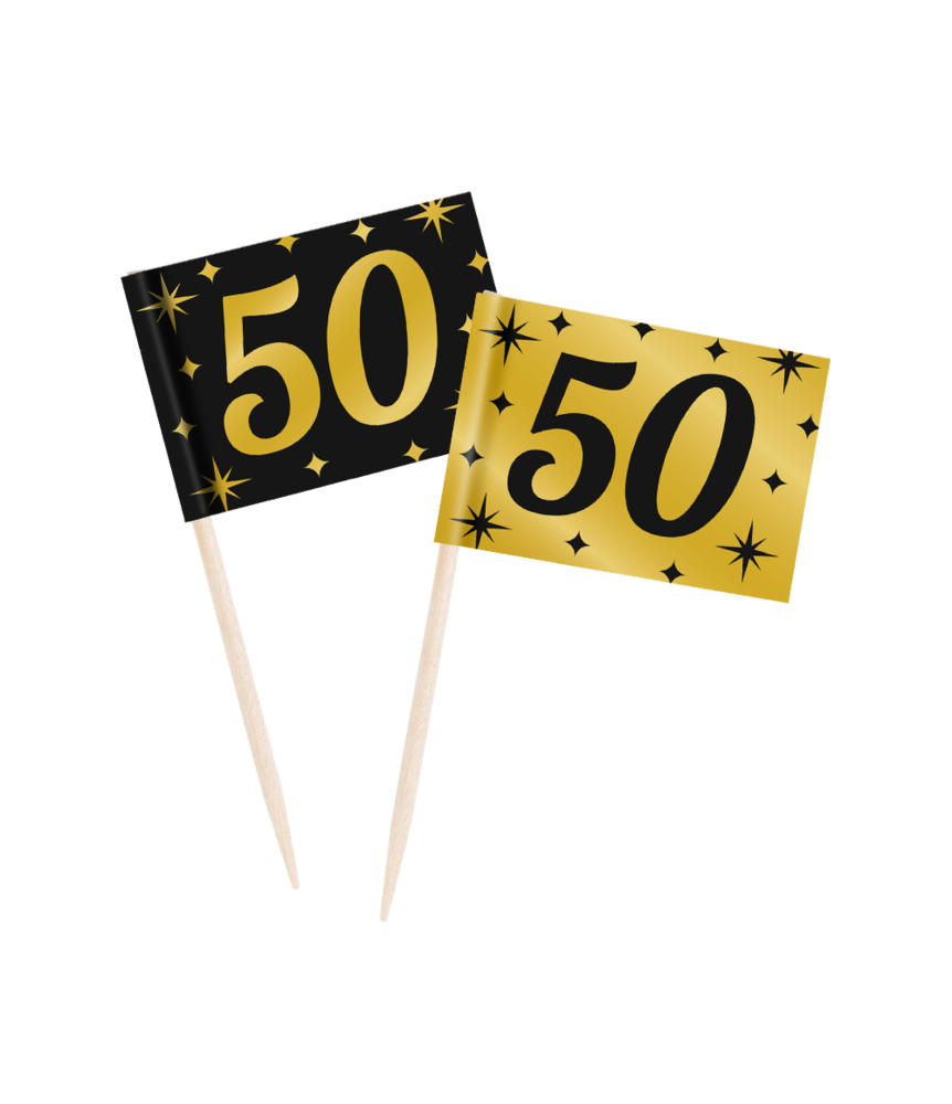 Paper Dreams Cocktail Prikkers 50 jaar Classy 6,5cm | 50 stuks Paper Dreams Cocktail Prikkers 50 jaar Classy 6,5cm | 50 stuks