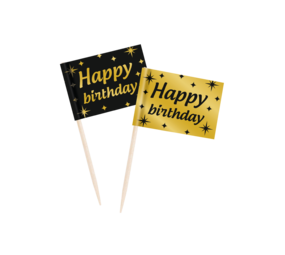 Paper Dreams Cocktail Prikkers Happy Birthday Classy 6,5cm | 50 stuks Paper Dreams Cocktail Prikkers Happy Birthday Classy 6,5cm | 50 stuks