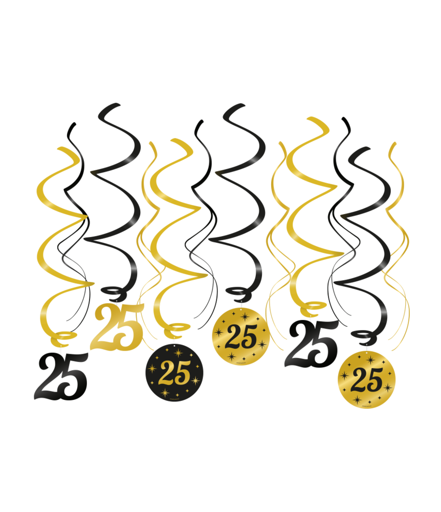 Paper Dreams Hangdecoratie Swirls 25 jaar Classy 70x14cm | 12 stuks Paper Dreams Hangdecoratie Swirls 25 jaar Classy 70x14cm | 12 stuks