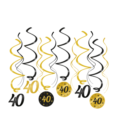 Paper Dreams Hanging Decoration Swirls 40 Years Classy 70x14cm | 12 pieces
