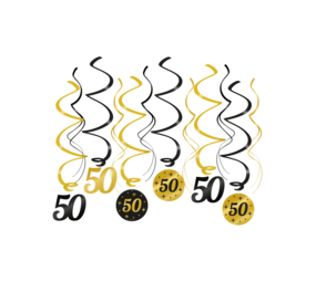 Paper Dreams Décoration suspendue tourbillonnante 50 ans élégante 70 x 14 cm | 12 pièces