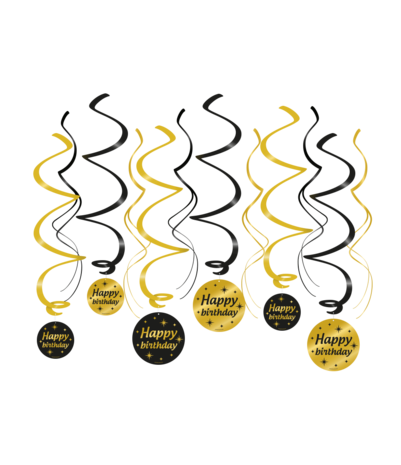 Paper Dreams Hanging Decoration Swirls Happy Birthday Classy 70x14cm | 12 pieces