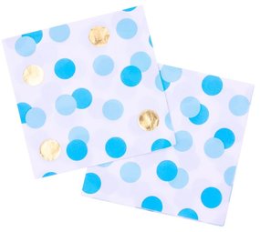 Pioneer Party White napkins with blue and gold dots | 16 pieces
