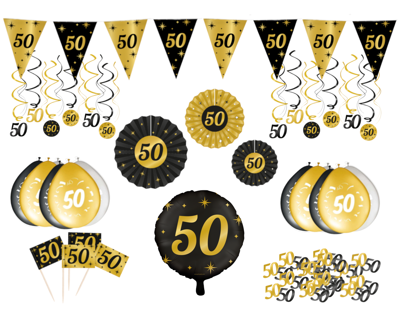 Paper Dreams Kit de décoration élégant pour une fête d'anniversaire de 50 ans | 86 pièces