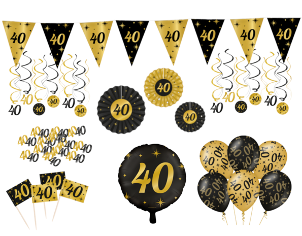 Tuf-Tuf Feestpakket 40 jaar versiering Classy | 80-delig Tuf-Tuf Feestpakket 40 jaar versiering Classy | 80-delig