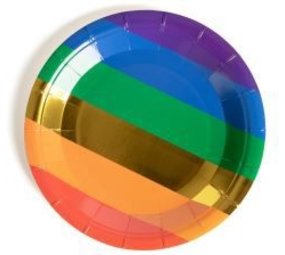 Assiettes arc-en-ciel pailletées 23 cm | 10 pièces