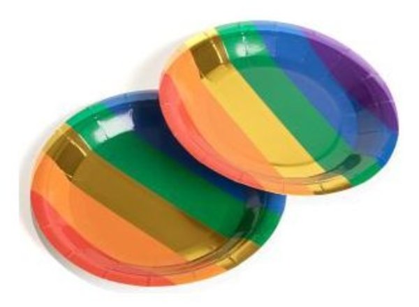Regenbogen-Teller mit Glitzer, 18 cm | 10 Stück