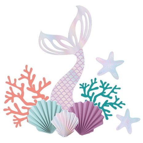 Amscan Kit de décoration murale queue de sirène à faire soi-même | par kit