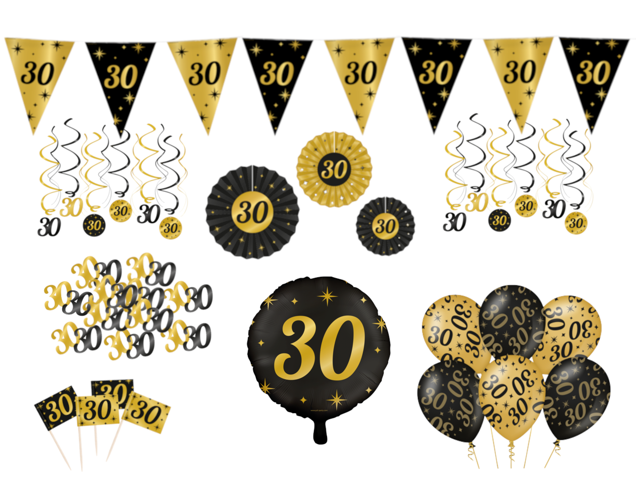 Tuf-Tuf Kit de décoration élégant pour une fête d'anniversaire de 30 ans | 80 pièces