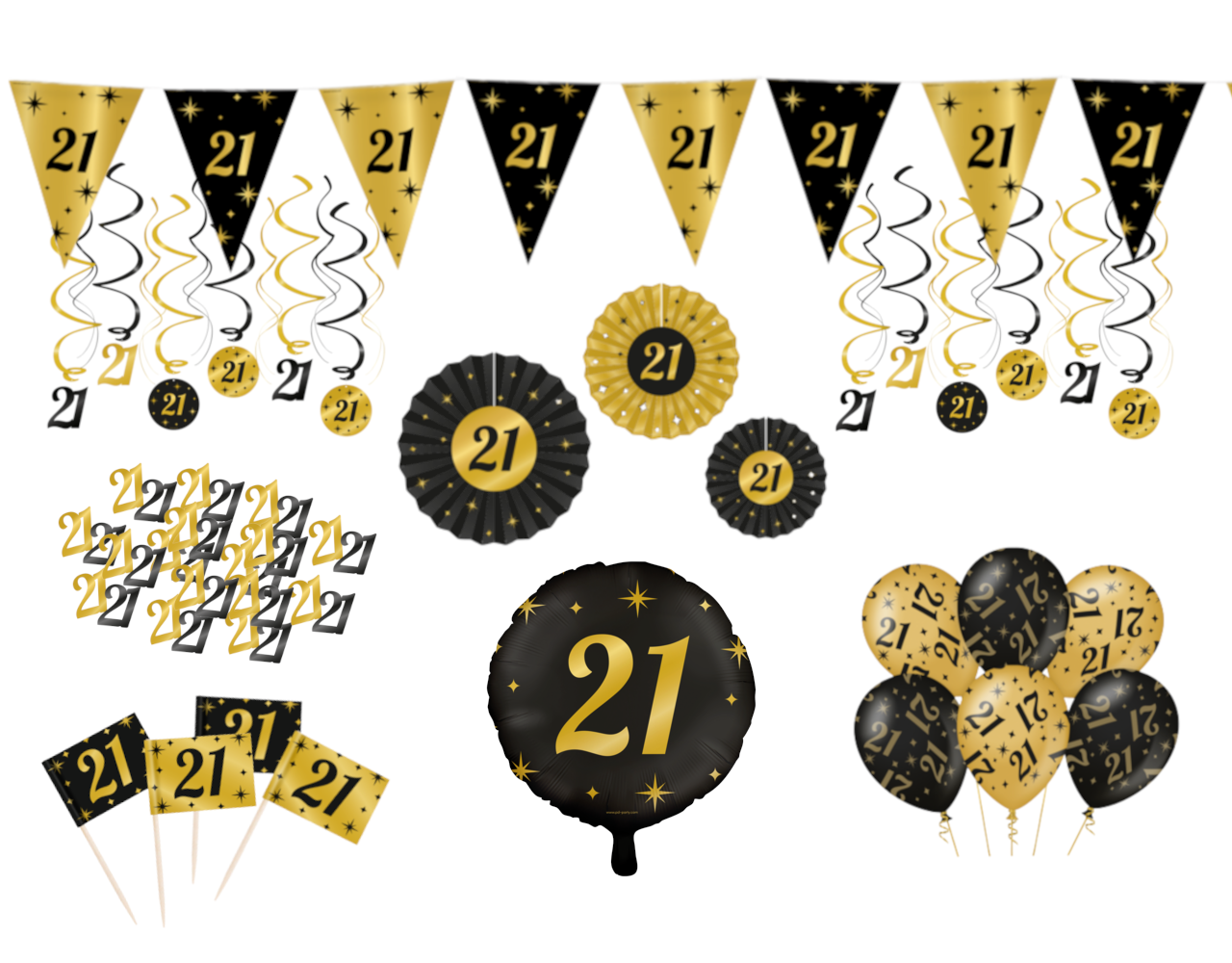 Tuf-Tuf Kit de décoration élégant pour une fête d'anniversaire de 21 ans | 80 pièces