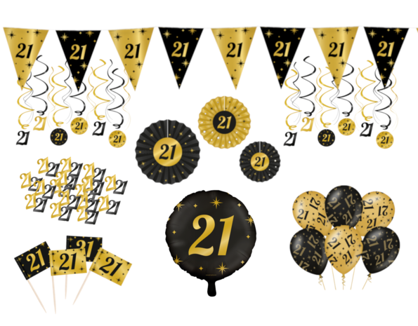 Tuf-Tuf Kit de décoration élégant pour une fête d'anniversaire de 21 ans | 80 pièces