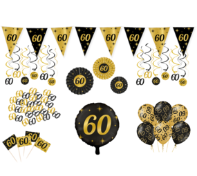 Tuf-Tuf Kit de décoration élégant pour une fête d'anniversaire de 60 ans | 80 pièces